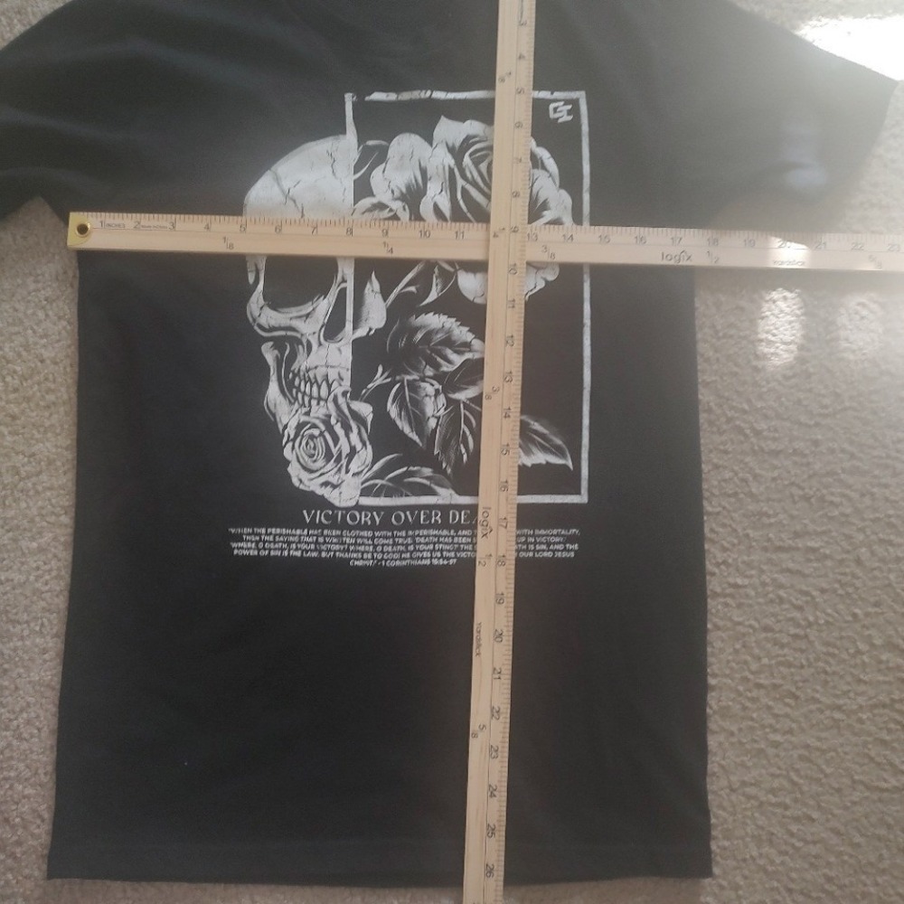 AS Colour Staple Skull Rose Victory Over Death Graphic T Shirt Black Size S‎